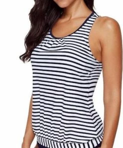 Merkloos Tankini Dames 2-Delig - Blauw Wit Gestreept - Maat XXL/2XL -lingerie-dames-badmode Winkel 405x840 1