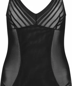Bye Bra Powermesh String Body, Sterke Correctie Bodysuit, Transparante Look, Lichtgewicht, Shapewear Voor Dames, Powermesh Shapewear, Zwart, Xxl