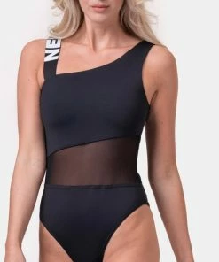 One-shoulder Sporty Swimsuit Zwart – NEBBIA 559-M -lingerie-dames-badmode Winkel 446x840 1