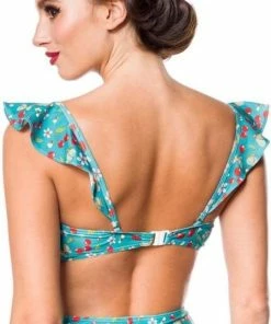 Belsira Bikinitop -XL- Vintage Groen/Wit -lingerie-dames-badmode Winkel 449x840 1