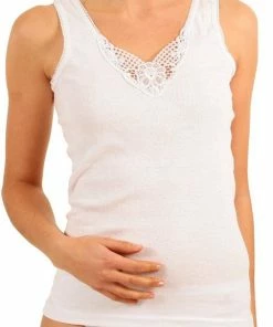 Yenita® Dames Onderhemd Met Kant - 100% Katoen - 2 Stuks - Yenita - Maat 48/50