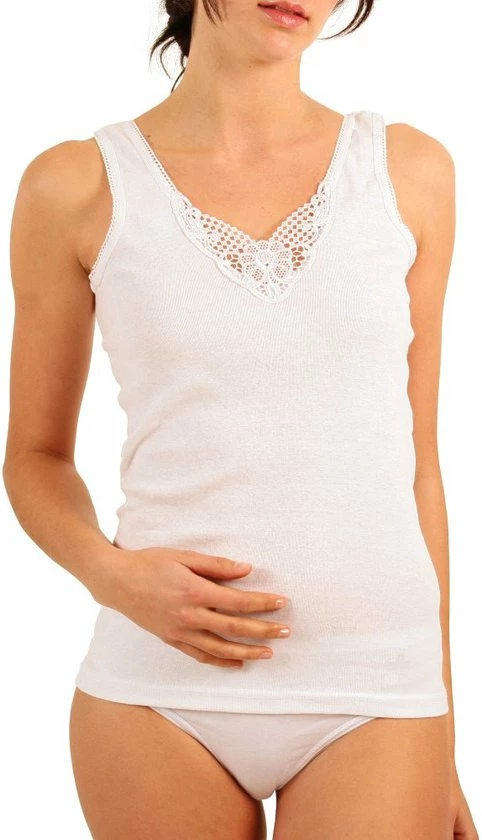 Yenita® Dames Onderhemd Met Kant - 100% Katoen - 2 Stuks - Yenita - Maat 48/50 1 Yenita® Dames Onderhemd Met Kant - 100% Katoen - 2 Stuks - Yenita - Maat 48/50