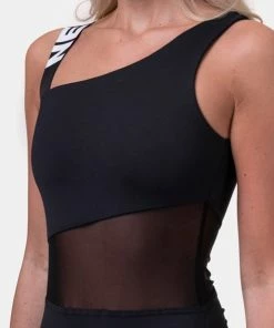 One-shoulder Sporty Swimsuit Zwart – NEBBIA 559-M -lingerie-dames-badmode Winkel 491x840