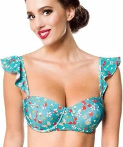 Belsira Bikinitop -XL- Vintage Groen/Wit