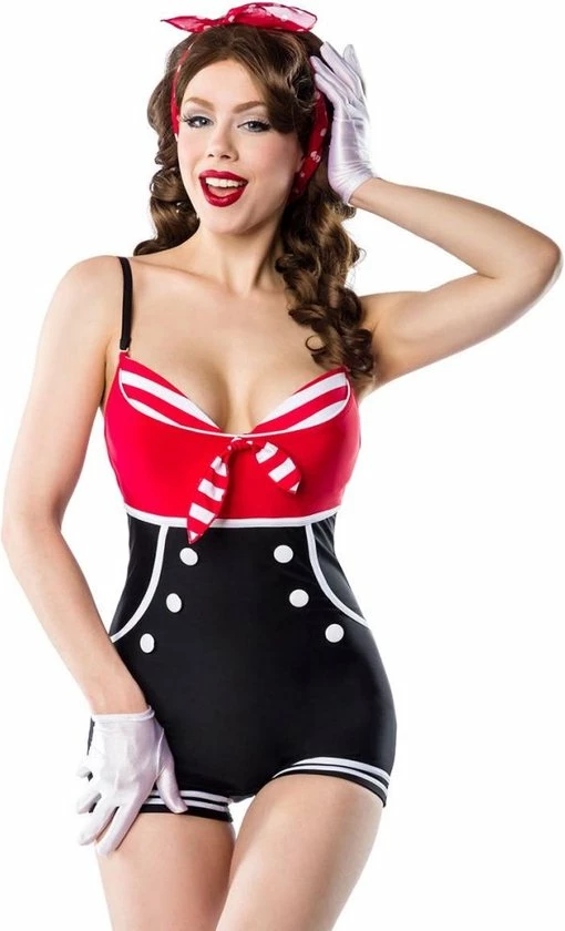 Belsira Badpak -XL- Vintage Rood/Zwart 1 Belsira Badpak -XL- Vintage Rood/Zwart