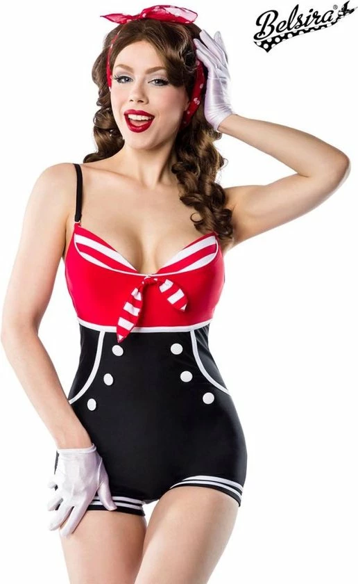 Belsira Badpak -XL- Vintage Rood/Zwart 2 Belsira Badpak -XL- Vintage Rood/Zwart - Afbeelding 2