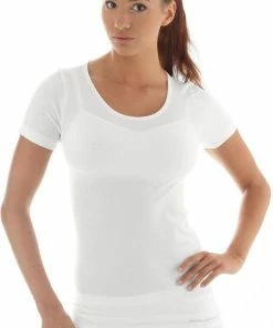 Brubeck Comfort | Dames Ondershirt Naadloos Met Merino Wol - T-Shirt - Korte Mouw - Roomwit - S