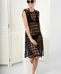 Donne Del Sole - Jurk Carmela - Strandjurk- Zwart - Maat XXL