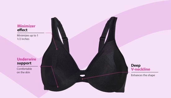 Maidenform Specialty Minimizer Vrouwen Beha - Onyx - Maat 95 E 5 Maidenform Specialty Minimizer Vrouwen Beha - Onyx - Maat 95 E - Afbeelding 5