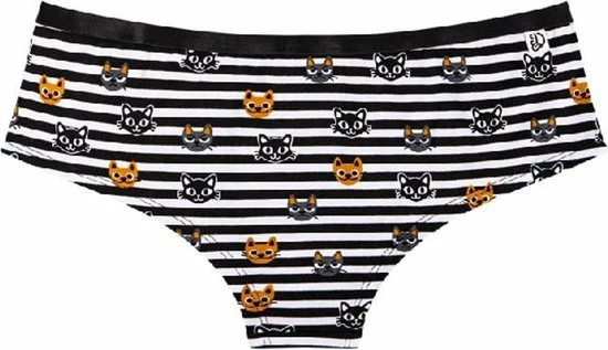 Good Mood Dames Hipster - Katten En Strepen - Maat L 2 Good Mood Dames Hipster - Katten En Strepen - Maat L - Afbeelding 2