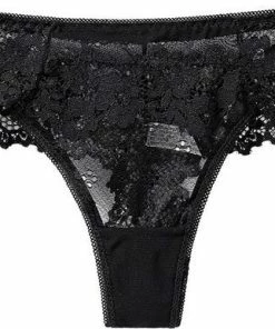 Merkloos Vrouw Kant Ondergoed - Zwart&Wit Strings - Gratis Vervoer- Kanten Lingerie - Transparante Thong Uitgehold - Maat S -lingerie-dames-badmode Winkel 550x386 2