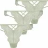 Hunkemöller Dames Lingerie 3-pack String Yakira - Groen - Maat XS