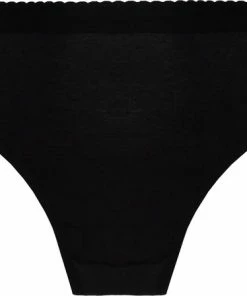 Marly MOON'S Bikini Slips - 100% Katoen - Gecharmeerd Tailleband - Ondergoed Dames Slips - L - Zwart - 1 Stuk