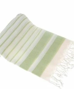 Merkloos Pareo Hamamdoek Aquastreeps Green 190x90 - 190x90cm - Pareo - Omslagdoek - Ultradun Strandlaken - Sneldrogende Saunadoek - Saunalaken - Stranddoek - Reishanddoek - Sneldrogende Handdoeken