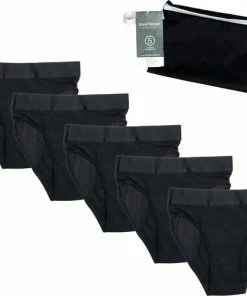 Cheeky Wipes Menstruatie Ondergoed - Feeling Hip + Wetbag - Set Van 5 - Slip - Maat 40-42 - Zwart