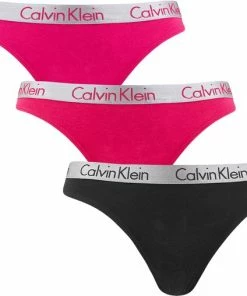 Calvin Klein Dames 3P Strings Roze & Zwart 6VS - S