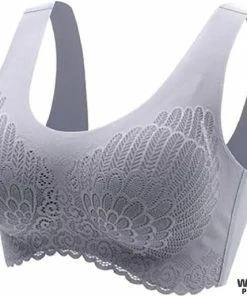 Wow Peach - Bustier - Brallete Lace BH - Voorgevormde BH Zonder Beugel - Lingerie BeHa - Comfy - Fitness - Yoga -PushUp - Filled - Yoga BeHa - Slaap BeHa - Ademend - Naadloos - Kanten BeHa - Lace Bra - Maat S - Grijs -lingerie-dames-badmode Winkel 550x514 5