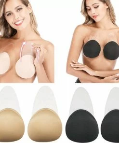 Merkloos Katoen Plak BH Push Up - Onzichtbare Zelfklevende Straploze Plak Beha - Herbruikbaar - Rugloze BH - Borst Lift