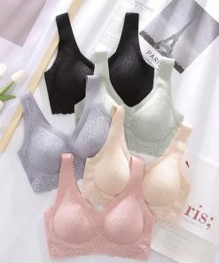 Wow Peach - Bustier - Brallete Lace BH - Voorgevormde BH Zonder Beugel - Lingerie BeHa - Comfy - Fitness - Yoga -PushUp - Filled - Yoga BeHa - Slaap BeHa - Ademend - Naadloos - Kanten BeHa - Lace Bra - Maat S - Grijs -lingerie-dames-badmode Winkel 550x533 5