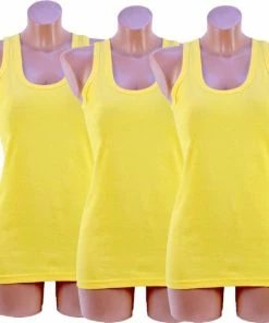 Donex 3 Pack Dames Hemd - 100% Katoen - Geel - Maat M