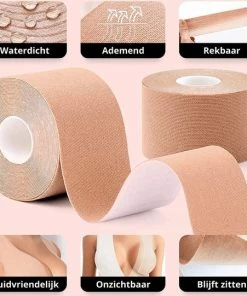 ProductPlanet Premium Boob Tape - Inclusief 2 Silicone Nipple Covers + 4 Satijn Nipple Covers - Plak BH - 7,5 Cm X 5 Meter - Geschikt Voor Cup A Tot En Met F - Fashion Tape - BoobTape - Zwart -lingerie-dames-badmode Winkel 550x541 13