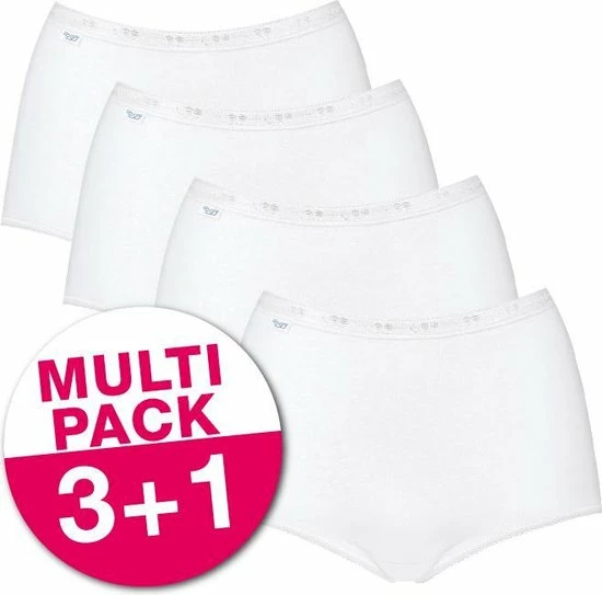 Sloggi Basic Maxi 4-Pack Dames Slip (3+1 Gratis) - 58 - Wit 3 Sloggi Basic Maxi 4-Pack Dames Slip (3+1 Gratis) - 58 - Wit - Afbeelding 3