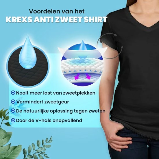 Anti Zweet Shirt - V-Hals – Krexs - Ingenaaide Okselpads – Anti Transpirant – Ondershirt - Zwart - Dames 4 Anti Zweet Shirt - V-Hals – Krexs - Ingenaaide Okselpads – Anti Transpirant – Ondershirt - Zwart - Dames - Afbeelding 4