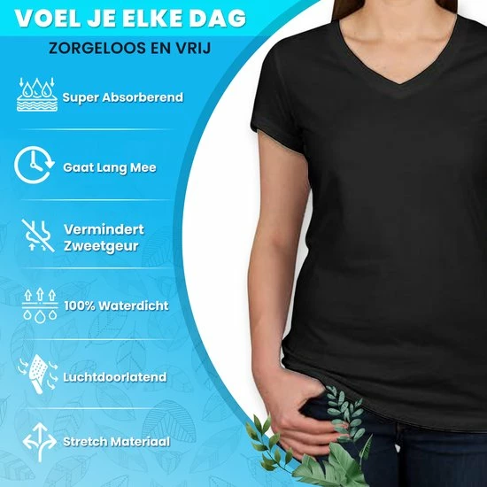 Anti Zweet Shirt - V-Hals – Krexs - Ingenaaide Okselpads – Anti Transpirant – Ondershirt - Zwart - Dames 9 Anti Zweet Shirt - V-Hals – Krexs - Ingenaaide Okselpads – Anti Transpirant – Ondershirt - Zwart - Dames - Afbeelding 9