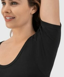 Anti Zweet Shirt - Fibershirts® - Ingenaaide Okselpads - Ondershirt - Zwart - Ronde Hals - Dames - Maat L -lingerie-dames-badmode Winkel 550x550 211