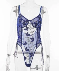 Merkloos Embroidered Lingerie | Body Suit | Teddy Strap Underwear | Blauw Small -lingerie-dames-badmode Winkel 550x550 250
