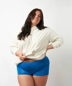Moodies Period Undies Moodies Undies - Menstruatie- En Incontinentie Ondergoed - Bamboe Boyshort - Heavy/overnight Kruisje - Blauw - Maat XXL