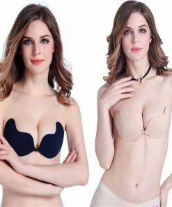 Merkloos Plak BH /Onzichtbare Push Up Bh Zelfklevende / Beha Backless Strapless / Gel Sticky Solid -Cup-C /Zwart-Topkwaliteit -lingerie-dames-badmode Winkel 550x556