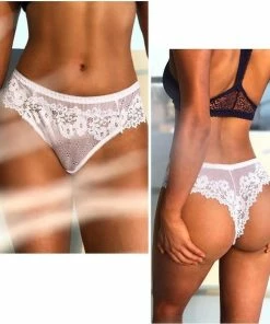 Merkloos Vrouw Kant Ondergoed - Zwart&Wit Strings - Gratis Vervoer- Kanten Lingerie - Transparante Thong Uitgehold - Maat S -lingerie-dames-badmode Winkel 550x586 1