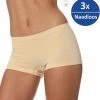 Brubeck Dames Ondergoed Boxershorts - Naadloos Elastisch Katoen 3-Pack - Beige - M