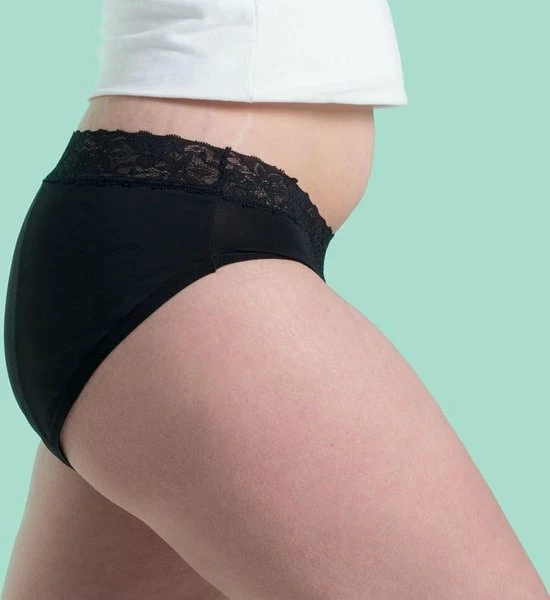 Cheeky Wipes Menstruatie Ondergoed - Feeling Pretty - Slip - Maat 46-48 - Zwart 3 Cheeky Wipes Menstruatie Ondergoed - Feeling Pretty - Slip - Maat 46-48 - Zwart - Afbeelding 3