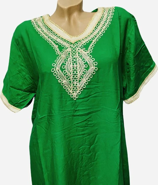 Merkloos Kaftan/jurk Lang Met Korte Mouwen L Groen 2 Merkloos Kaftan/jurk Lang Met Korte Mouwen L Groen - Afbeelding 2