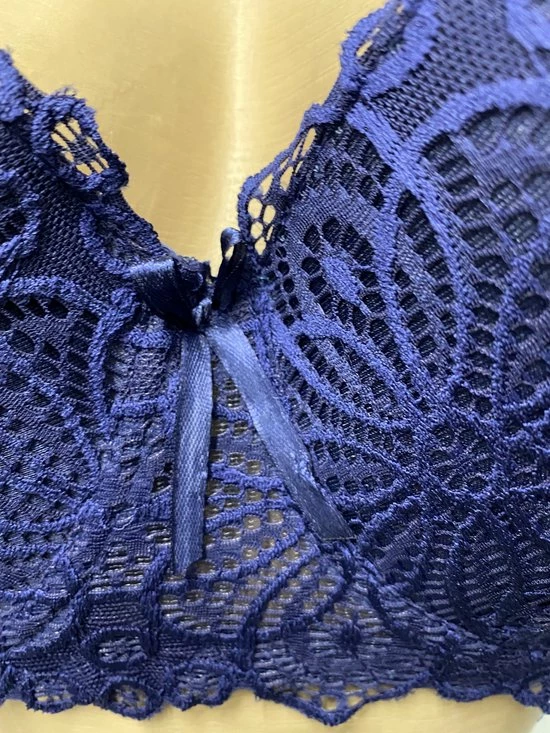 Merkloos Dames Bh Met Kant 75D Donkerblauw 3 Merkloos Dames Bh Met Kant 75D Donkerblauw - Afbeelding 3