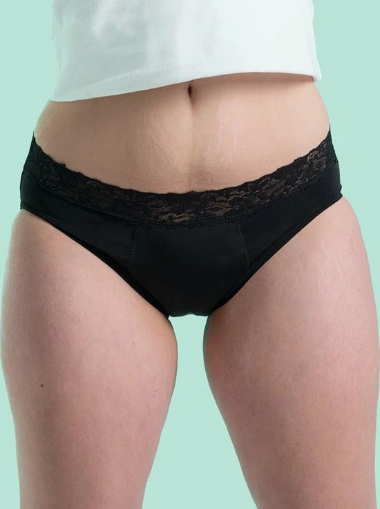 Cheeky Wipes Menstruatie Ondergoed - Feeling Pretty - Slip - Maat 46-48 - Zwart 2 Cheeky Wipes Menstruatie Ondergoed - Feeling Pretty - Slip - Maat 46-48 - Zwart - Afbeelding 2