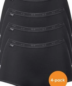 Sloggi Women Basic Maxi, Dames Maxi Slip (4-Pack), Zwart - Maat: 58