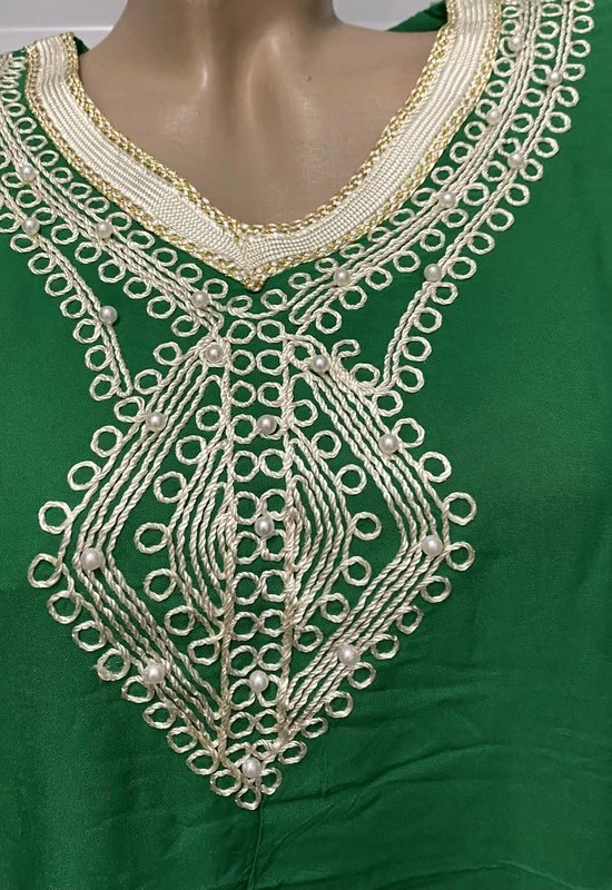 Merkloos Kaftan/jurk Lang Met Korte Mouwen L Groen 3 Merkloos Kaftan/jurk Lang Met Korte Mouwen L Groen - Afbeelding 3