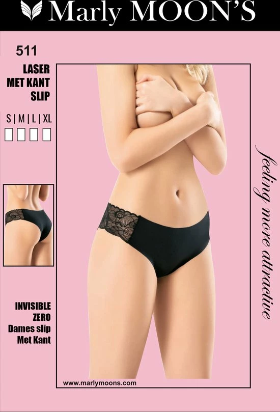 Marly MOON'S INVISIBLE ZERO Slip Met Kant - Damesslip Naadloos - Onzichtbaar Ondergoed Dames - Dames Slips - L - Zwart - 1 Stuk 1 Marly MOON'S INVISIBLE ZERO Slip Met Kant - Damesslip Naadloos - Onzichtbaar Ondergoed Dames - Dames Slips - L - Zwart - 1 Stuk