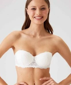 Viuma Milano Viuma Vrouw Ecru 620361 Kanten Beha Strapless Push Up Bh Dagelijks Comfort Hoogwaardig Kwaliteit