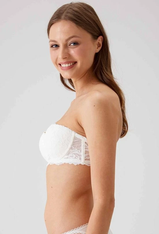 Viuma Milano Viuma Vrouw Ecru 620361 Kanten Beha Strapless Push Up Bh Dagelijks Comfort Hoogwaardig Kwaliteit 2 Viuma Milano Viuma Vrouw Ecru 620361 Kanten Beha Strapless Push Up Bh Dagelijks Comfort Hoogwaardig Kwaliteit - Afbeelding 2
