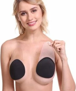 Merkloos Katoen Plak BH Push Up - Onzichtbare Zelfklevende Straploze Plak Beha - Herbruikbaar - Rugloze BH - Borst Lift