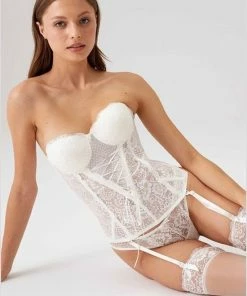 Merkloos AMARANTA-Siena Bride Lingerie Set Met Garters-Wedding - Women Lingerie Set, Honeymoon Lingerie-White-maat 85B -lingerie-dames-badmode Winkel 550x815 2