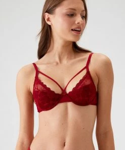 Viuma Milano Viuma Vrouw Kers 466061 Kanten Beugelbeha Bralette Bh Dagelijks Comfort Hoogwaardig Kwaliteit