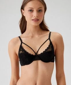 Viuma Milano Viuma Vrouw Zwart 466061 Kanten Beugelbeha Bralette Bh Dagelijks Comfort Hoogwaardig Kwaliteit